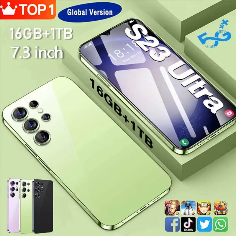 

Original S23 Ultra Smartphone 7.3 HD Full Screen Smartphone 16GB+1TB Dual SIM 5G Mobile Phones Global Version Cell Phone