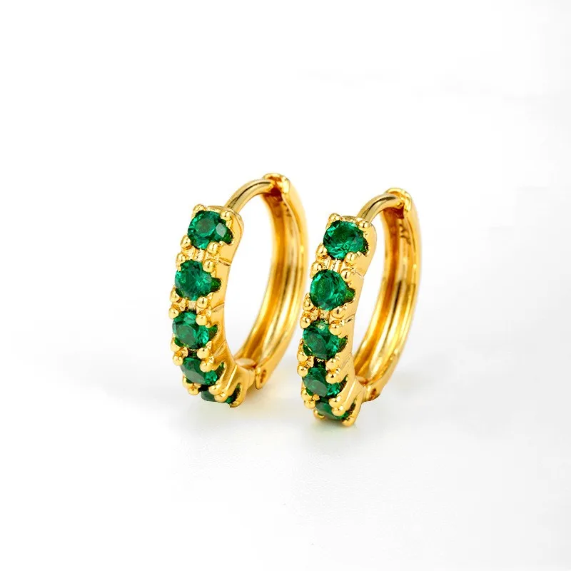 Классические серьги-гвоздики с покрытием 24-каратным золотом и цирконом серьги