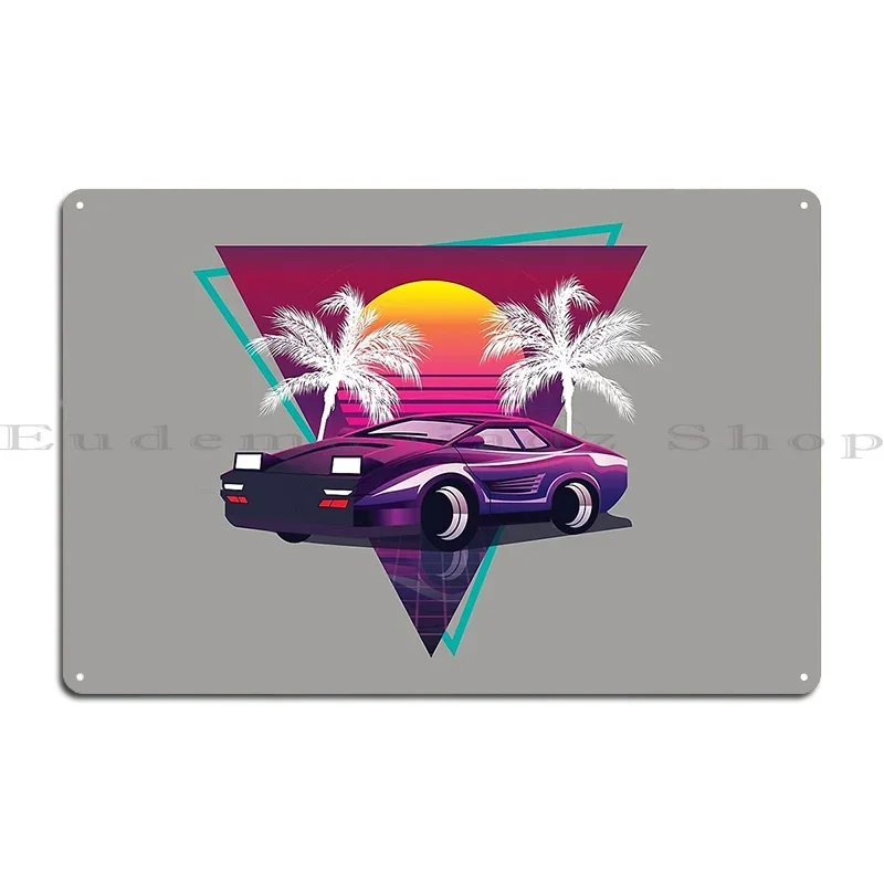 Фото Vaporwave Ретро Закат Пальма Спортивный Автомобиль 80S Металлическая Табличка Печатная Стена Пещера Клуб Настенная Пещера Иржавая Оловянная Вывеска Плакат №2