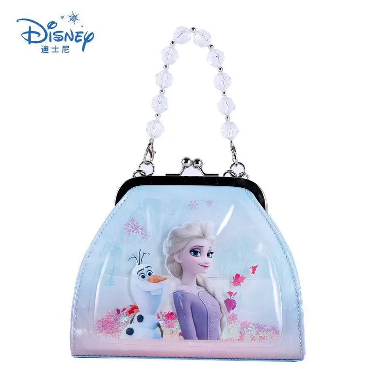 Disney Princess Elsa 2022 Quicksand Snowflake Sequins Sweet Girls Messenger Bag Outdoor Cute and Elegant Buckle Hand Bag