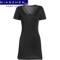 nianzhen 23 real silk women sleepdress mini length sleep dress 2022 new lace v neck bat sleeves nightgrowns champagne 915900