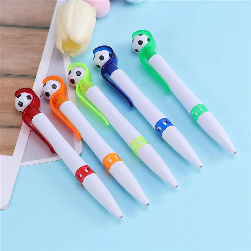 5pcs Soccer Shape Ball-point Pen Creative Ballpoint Pens Stationery for Home School Office (Random Color)