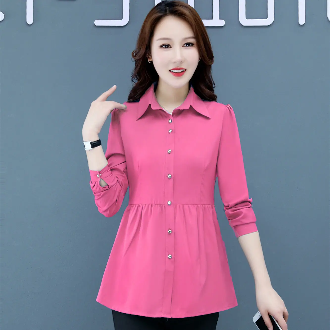 

2022 Spring Autumn Women Fashion Long Sleeve Slim Shirts Female Solid Color Casual Shirts Ladies Single Breasted Blouses U295