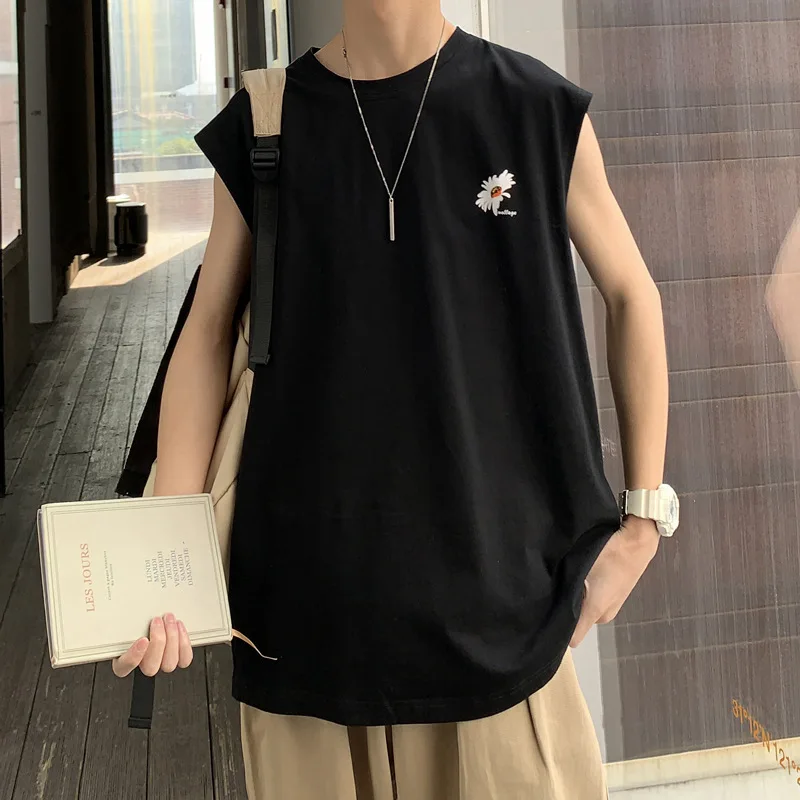 

DE sleeveless vest men's summer ins tide brand basketball sportswear loose personality trend hip-hop t-shirt vest men