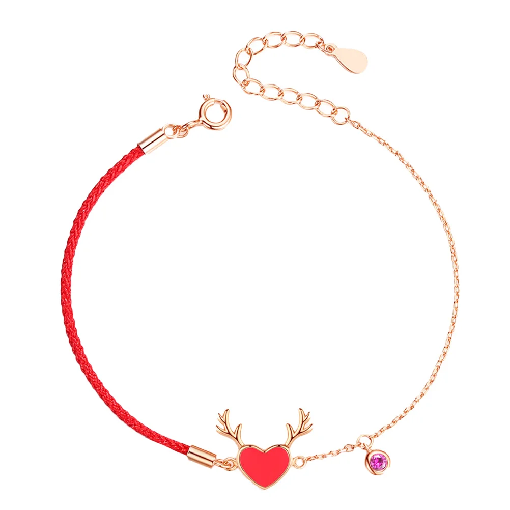 

1PC Love Heart Antler Bracelet Thermochromic Hand Chain Wrist Decor