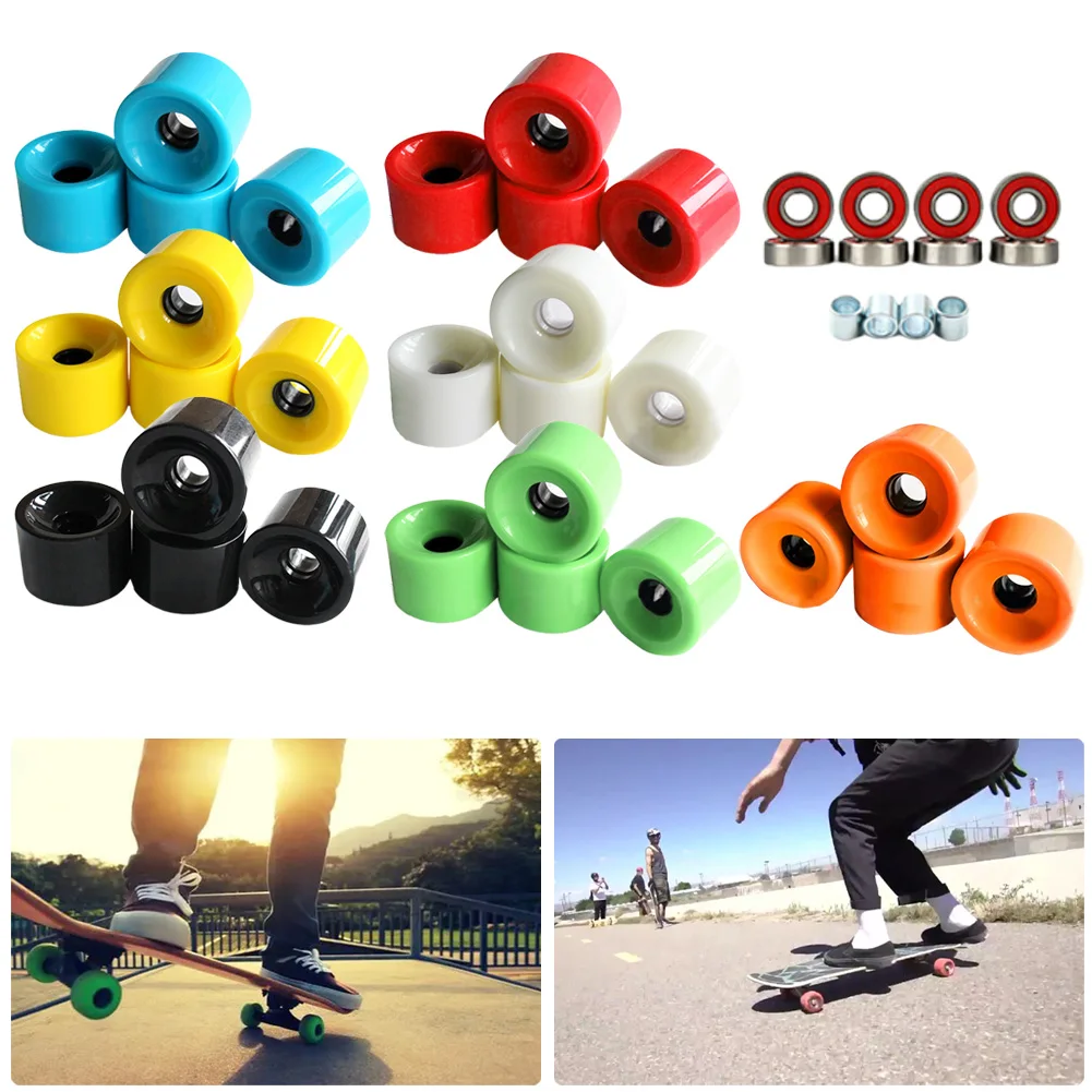 

4Pcs PU Skateboard Longboard Street Skate Wheels 70x51mm With Bearings Spacers Four Wheel Skateboard Accessories