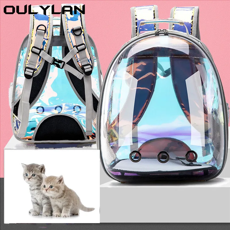 

Портативная переноска для домашних животных Oulylan, воздухопроницаемая уличная дорожная сумка для кошек и собак, прозрачный вместительный рюкзак