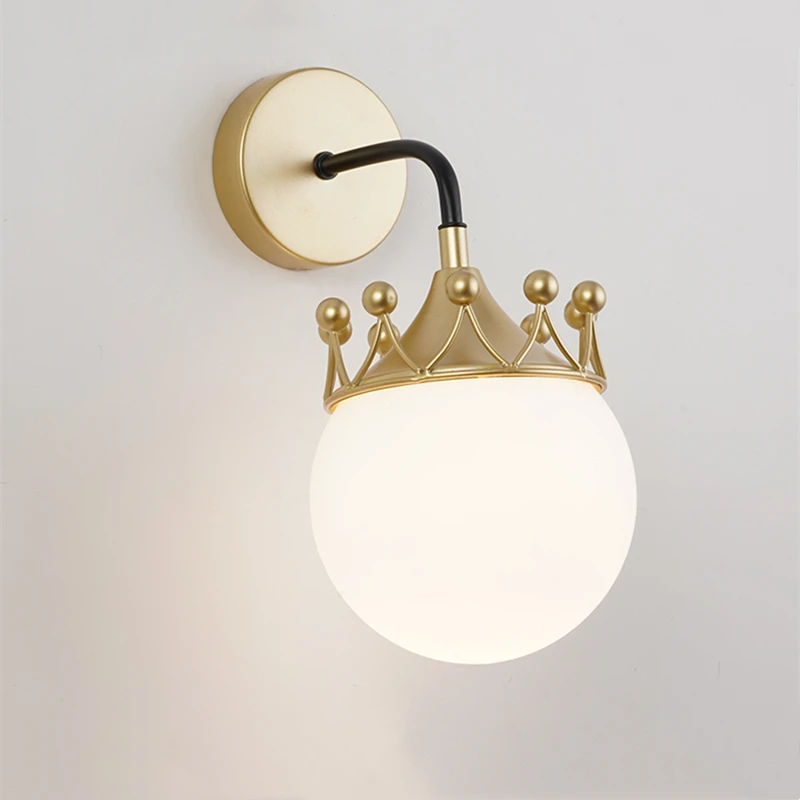 

Nordic Wall Lamp Glass Ball LED Modern Crown Bedside Lighting Luxury Living Room Aisle Corridor Bedroom Mirror Home Decor Light