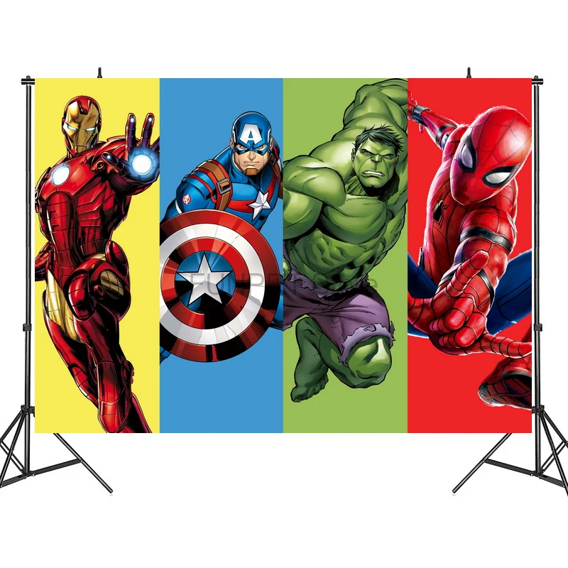 Avengers Iron Man Hulk Captain Party toile de fond pour photomaton  support en tissu  super-héros