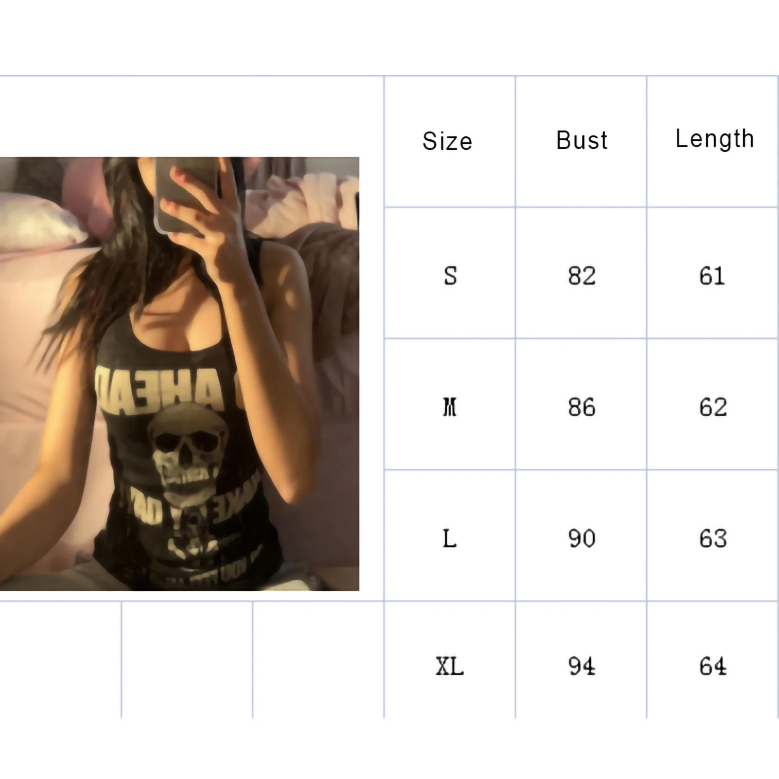 Женский жилет с принтом черепа и букв черный топ U-образным вырезом Повседневная