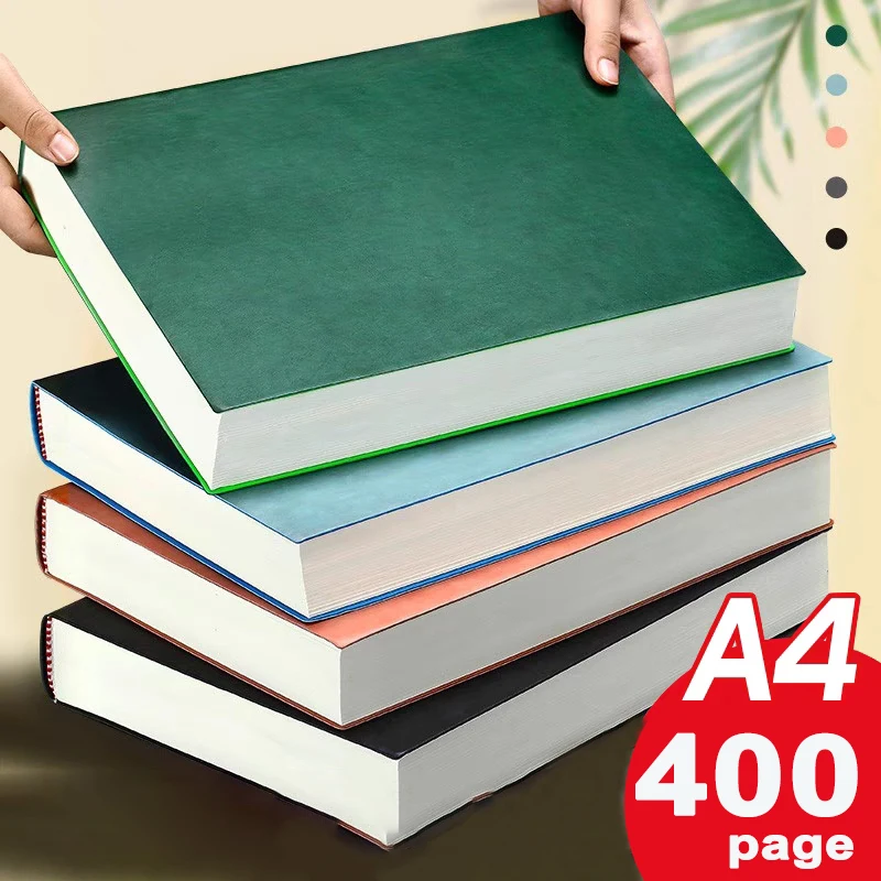 

480 Pages of Luxurious : A4 Notebook Thickened and Soft Leather Surface Inner Band Horizontal Line Student Learning Supplies