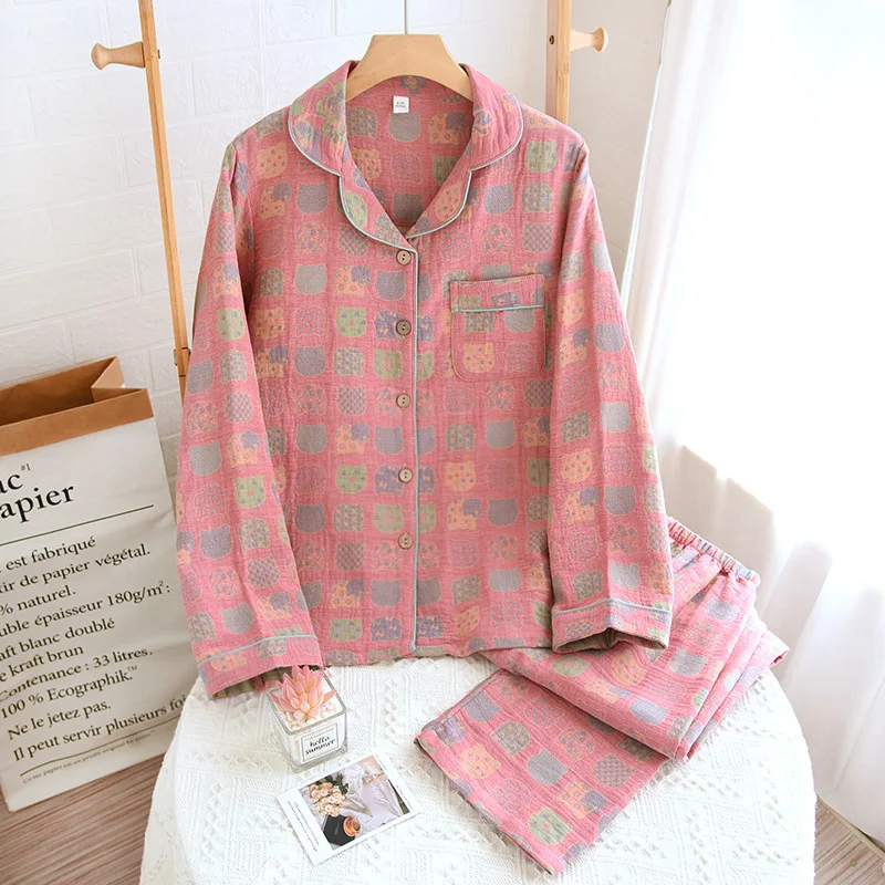 

Cotton Woven Home Clothing Set with Classic Style Skin Friendly Soft and Comfortable Cartoon Printed Sleepwear Clothes for Women