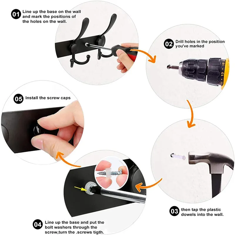 1pc chrome clothes hooks stainless steel coat rack door key holder black silver towel hanger wall hook for bathroom accessories free global shipping