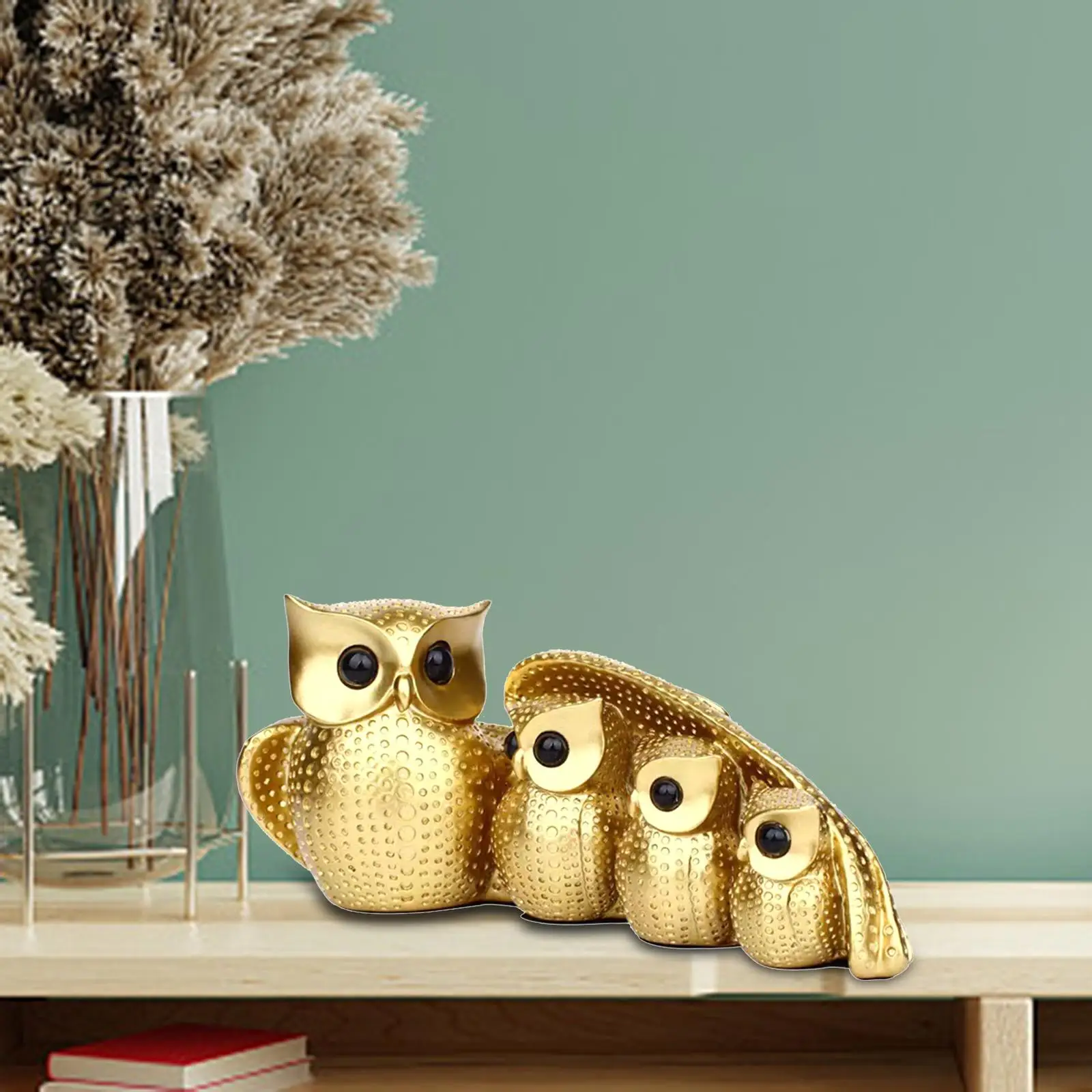 

Family Four Owl Resin Decoration Animal Sculpture Bird Creativity Living Room Wine Cabinet Home Decorative Crafts Modern Simple