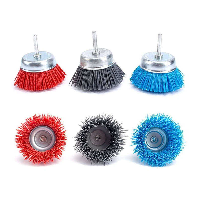 

6 Pack 3 Inch Abrasive Wire Cup Brush, Cup Brush For 1/4 Inch Shank Drill, Nylon Cup Brushes For Removal Of Rust