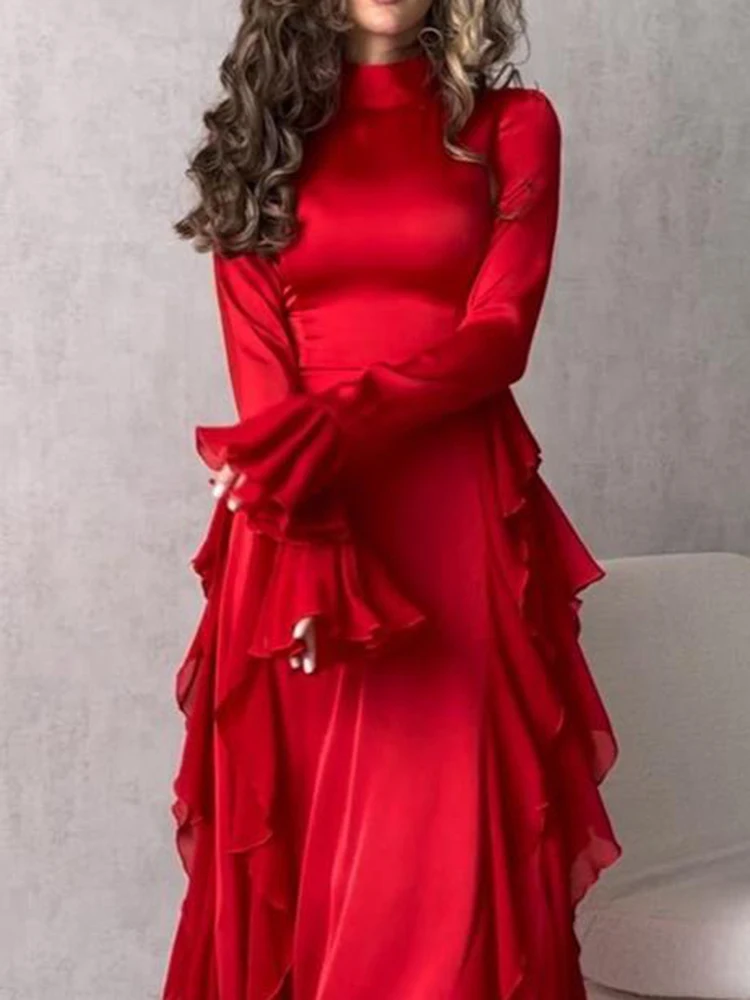 Женское вечернее платье с воротником-стойкой DEAT