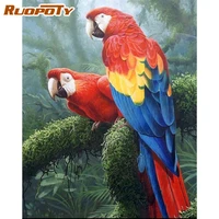 ruopoty 60x75cm painting by numbers for adults canvas painting animals two parrots diy pictures by numbers adults crafts home de