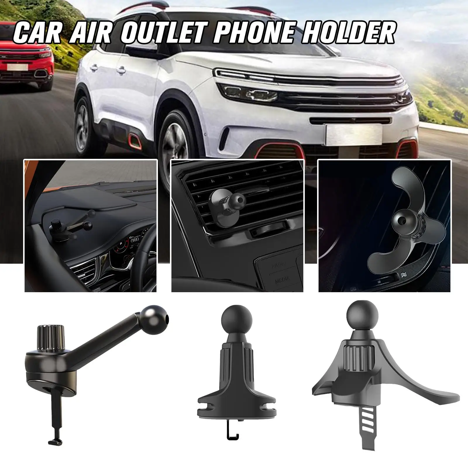 

Upgrade Car Phone Holder Clips 17mm Ball Head Car Air Vent Mount Stand Car Air Outlet Hook Clamp For Mobile Phone Support C0A9