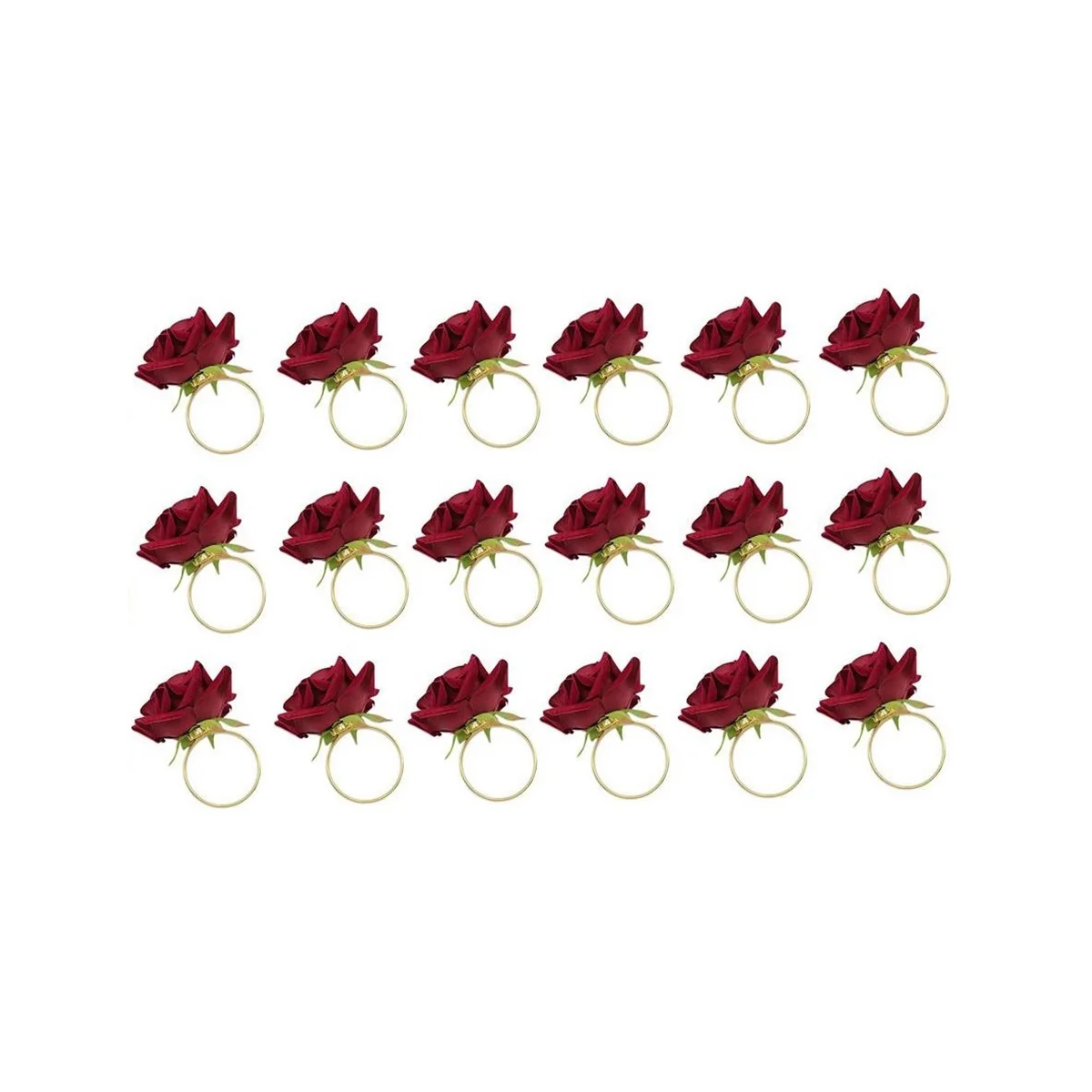 

18Pcs Red Rose Shape Towel Buckle Napkin Ring Wedding Party Valentine'S Day Hotel Table Decor Metal Gold Napkin Holder