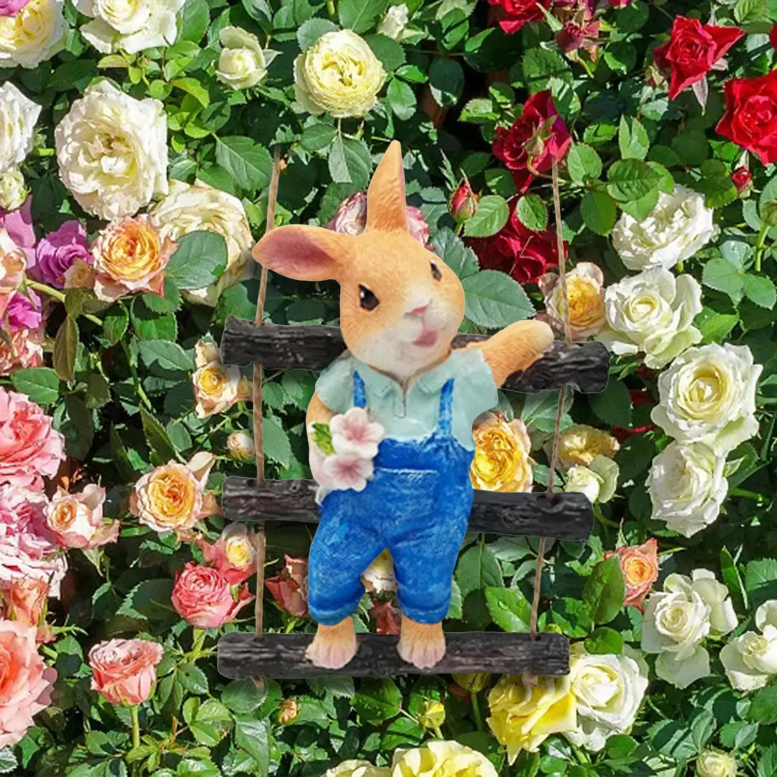 

Садовая статуя качели кролик ремесла креативная скульптура для двора кастрюли крыльца