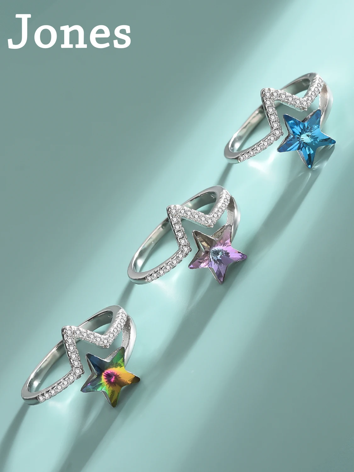 

S925 Стерлинговое Серебро, новинка, европейские и американские девушки, кольцо со звездой с австрийскими кристаллами, оптовая продажа