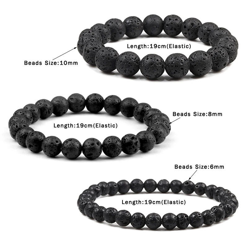 6/8/10mm Natural Stone Red Beads Bracelets For Men Women Volcanic Lava Tiger Eye Beads Elastic Rope Bracelet Yoga Paryer Jewelry images - 6