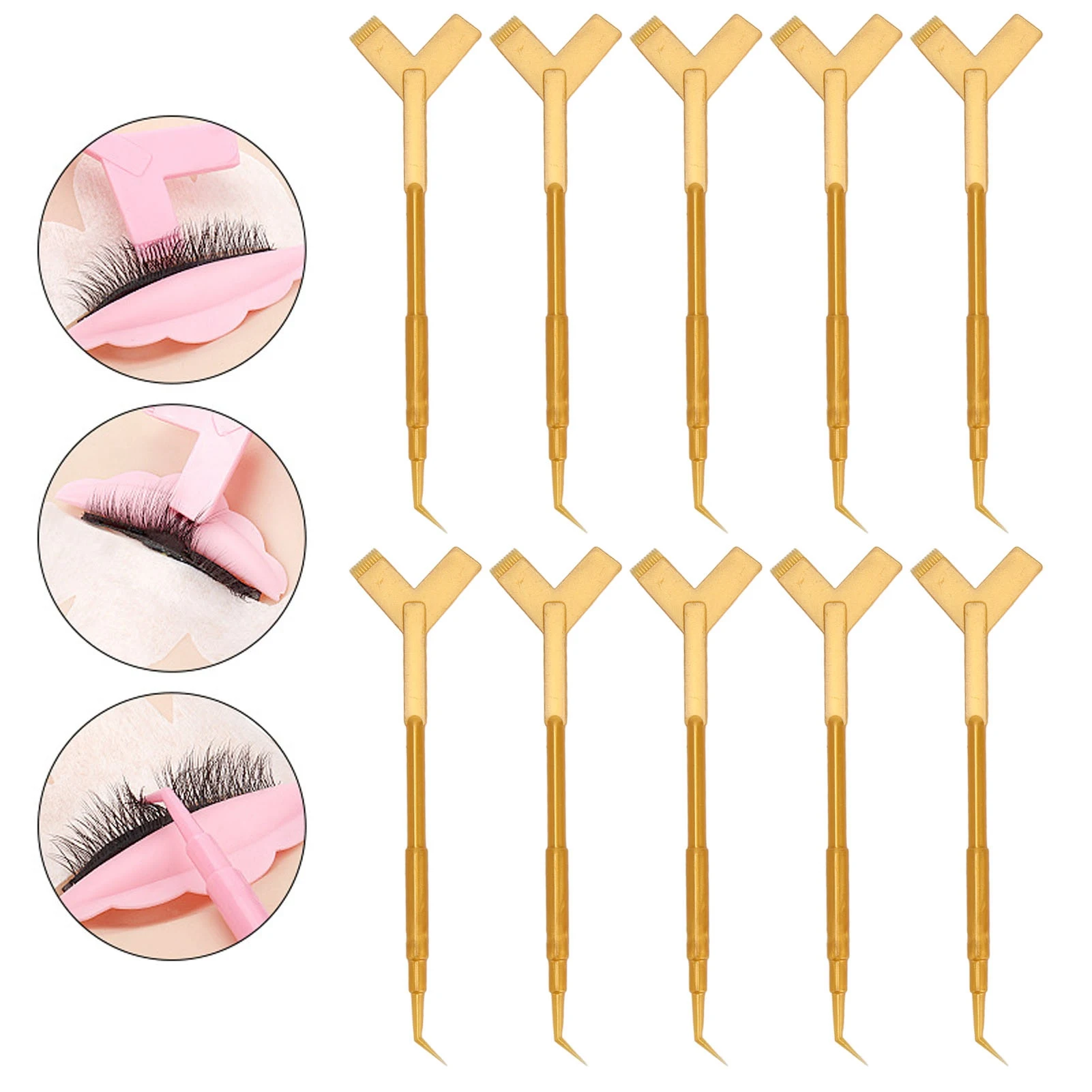 

100pcs Eyelash Lift Brush Y Shaped 3 in 1 Plastic Lash Lifting Pick Tool for Eyelash Extension Pick Separation