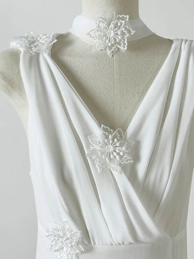 Женское платье-трапеция без рукавов элегантное белое платье во французском