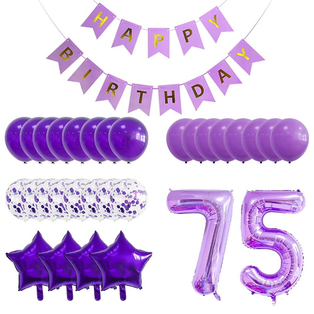 Purple Balloon Party Decor Birthday Party Decorations Happy Birthday Banner Purple Confetti Balloons Number Balloon Arch Garlan