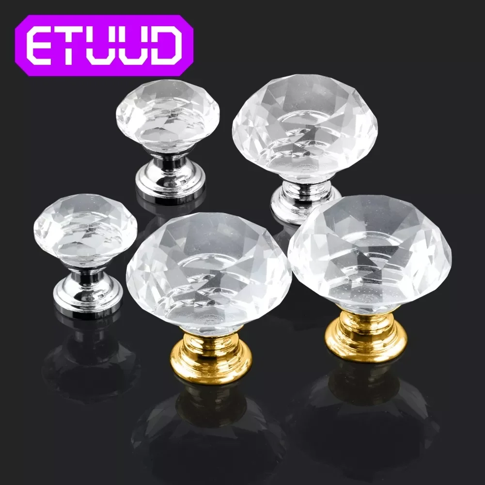 

NEW 20 30 40mm Diamond Shape Design Crystal Glass Knobs Cupboard Drawer Pull Kitchen Cabinet Door Wardrobe Handles Hardware