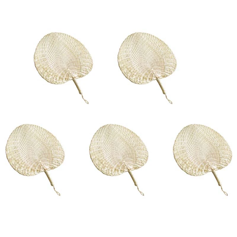 

5X Cool Baby Mosquito Repellent Fan Summer Manual Straw Hand Fans Palm Leaf
