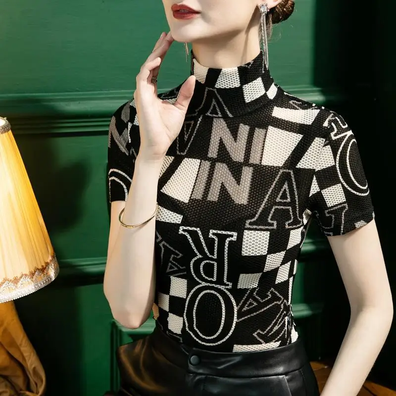 

High Quality 2023 Women T-shirt Print Halter Design Female Autumn Sexy Crop Top Clothes Casual Fashion Blouses Grace Meeting