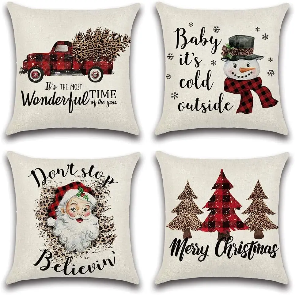 Christmas Cushion Cover, Home Decor Living Room Sofa Square Pillowcase For Bedroom Living Room Garden Car Office 40x40 60x60