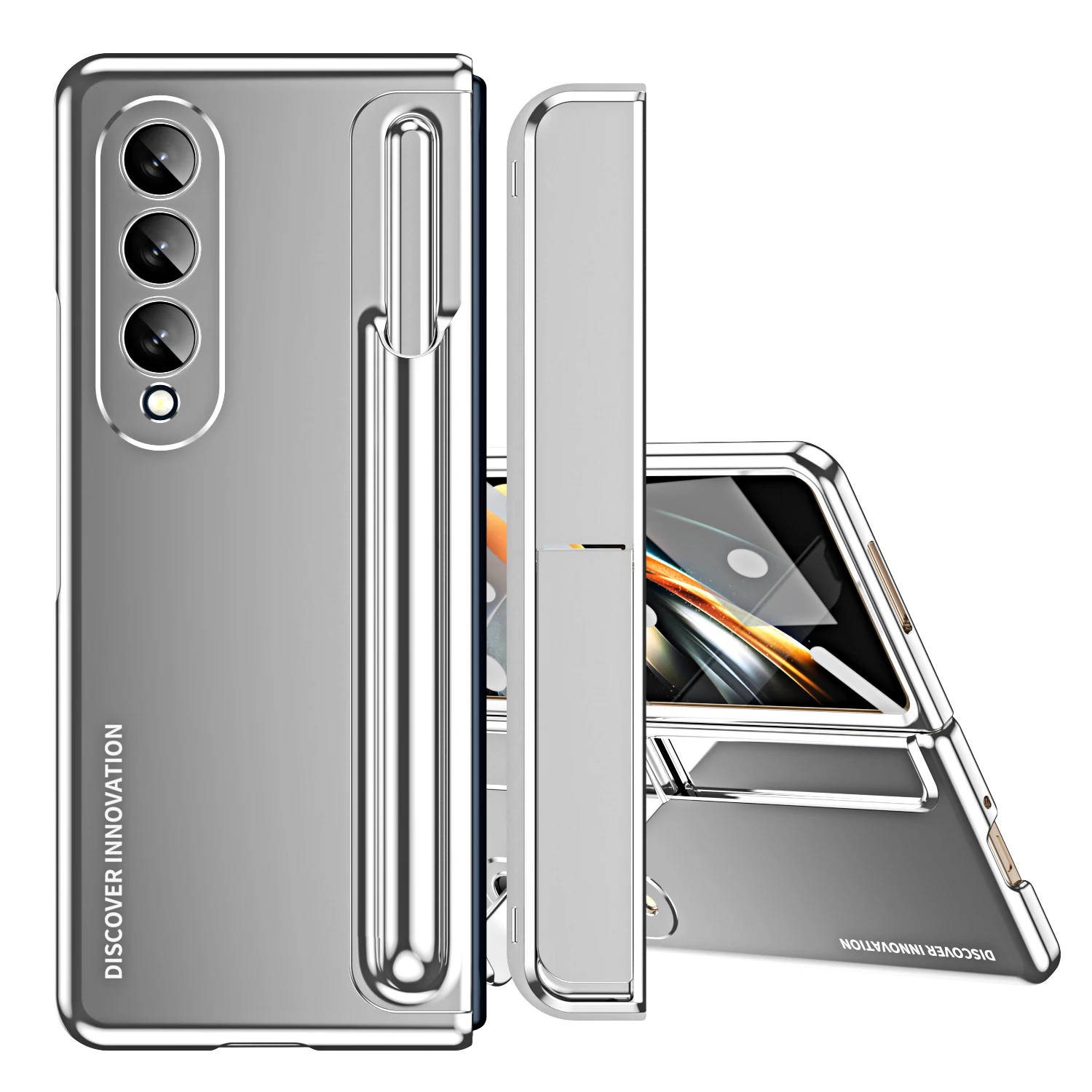 

Invisible Bracket Case for Samsung Galaxy Z Fold 4 Tempered Glass Shockproof Armor Hinge Protective All-inclusive Kickstand Case