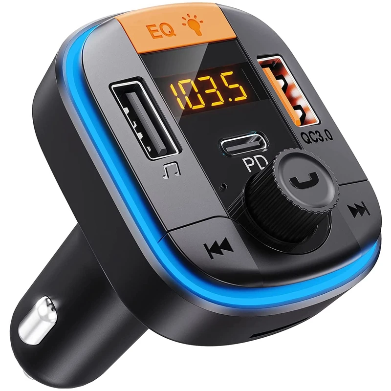 

Bluetooth 5.0 FM Transmitter Adapter With PD20W+QC3.0 Dual Fast Charging Wireless Radio Audio Receiver Car MP3 Player