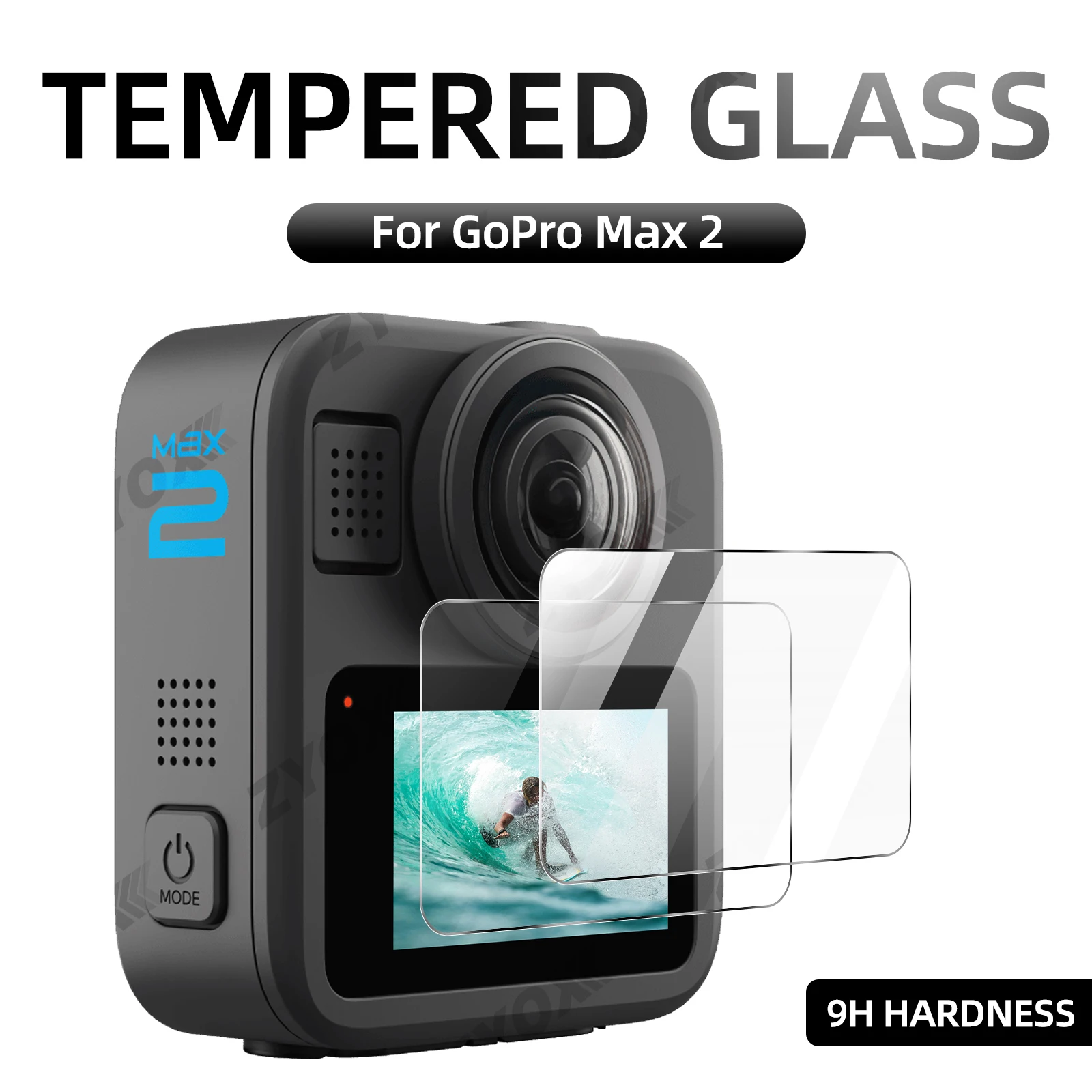 Фото Защитная пленка для экрана GoPro MAX 2, HD прозрачная защитная пленка из закаленного стекла с защитой от царапин и отпечатков пальцев для аксессуаров MAX2 №1