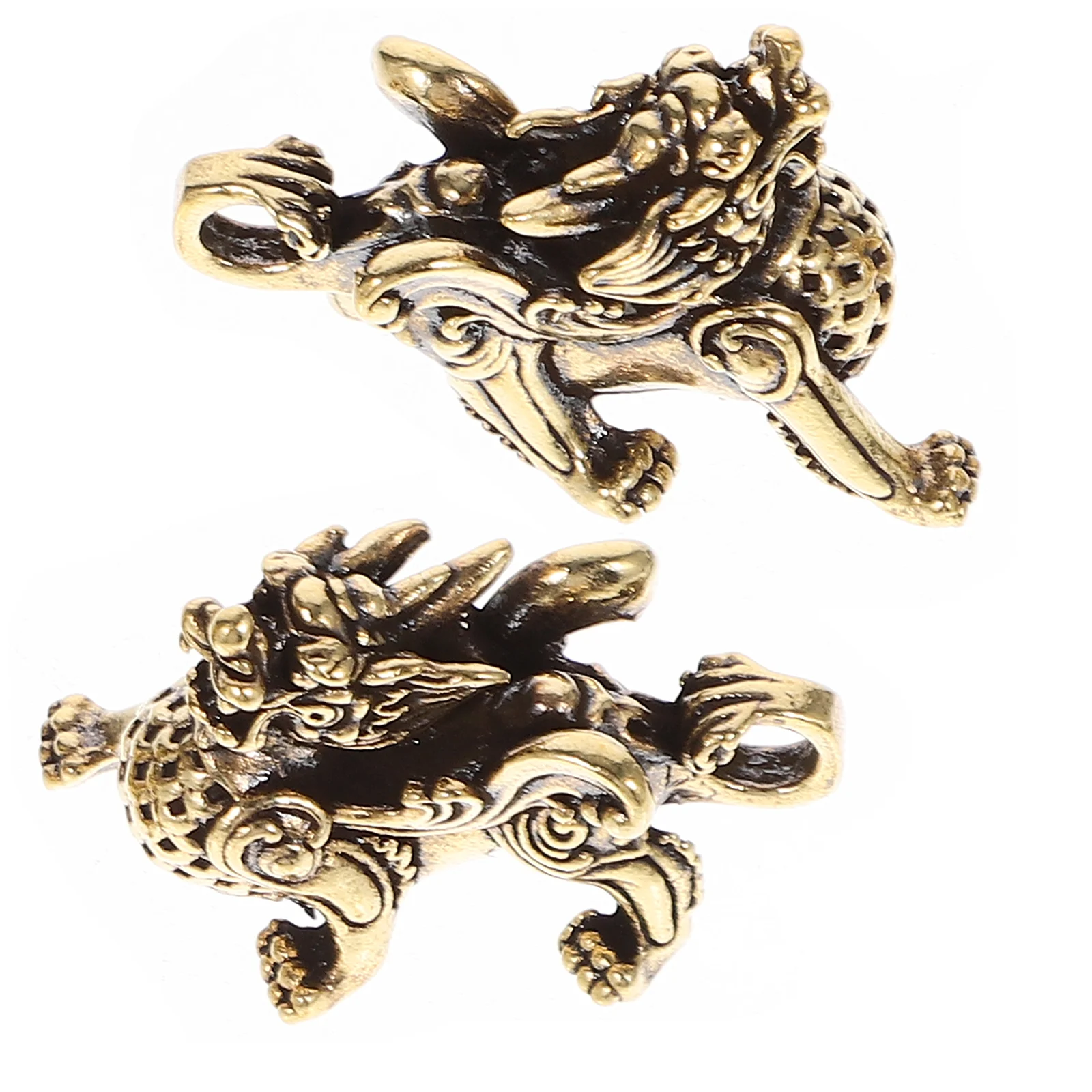 2 шт. Орнамент с единорогом кулон предметы интерьера винтажный Kylin латунь