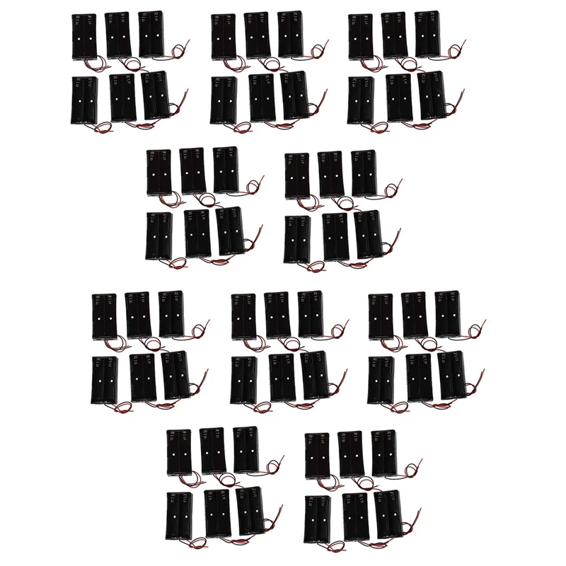 

60 Pcs Black Plastic 2 X3.7V 18650 Type Battery Holder Box Case
