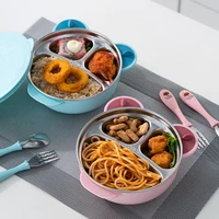 Children Cutlery Insulation Feeding Dinner Plate Lunch Box Baby Tableware Portable Suction Stainless Steel Bowl Kids Bento Box
