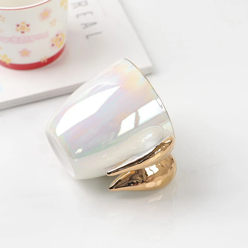 Позолоченная кофейная чашка с крыльями ангела белая керамическая для офиса дома