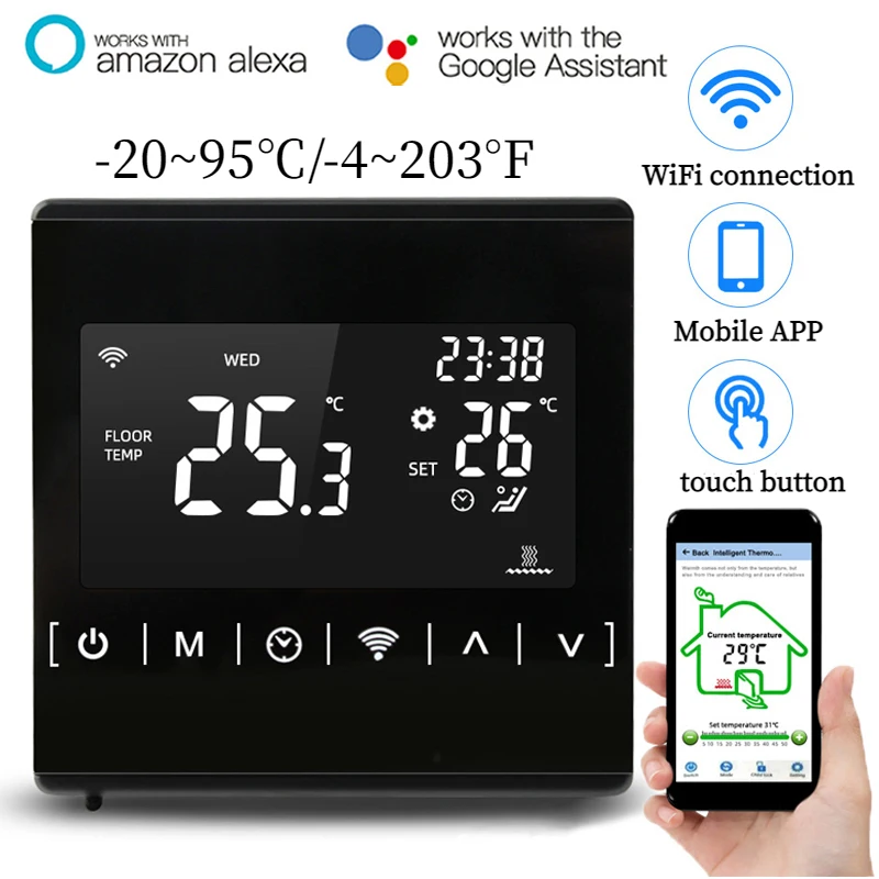 

Термостат для теплого пола/водяного отопления/газового котла, Wi-Fi
