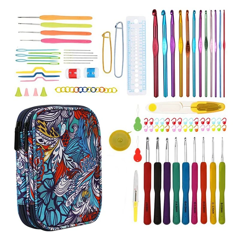 

DIY Crochet Hook Set And Bag Animal Ergonomic Yarns Crochet Knitting Needle Scissors Sewing Set Accessories Tools