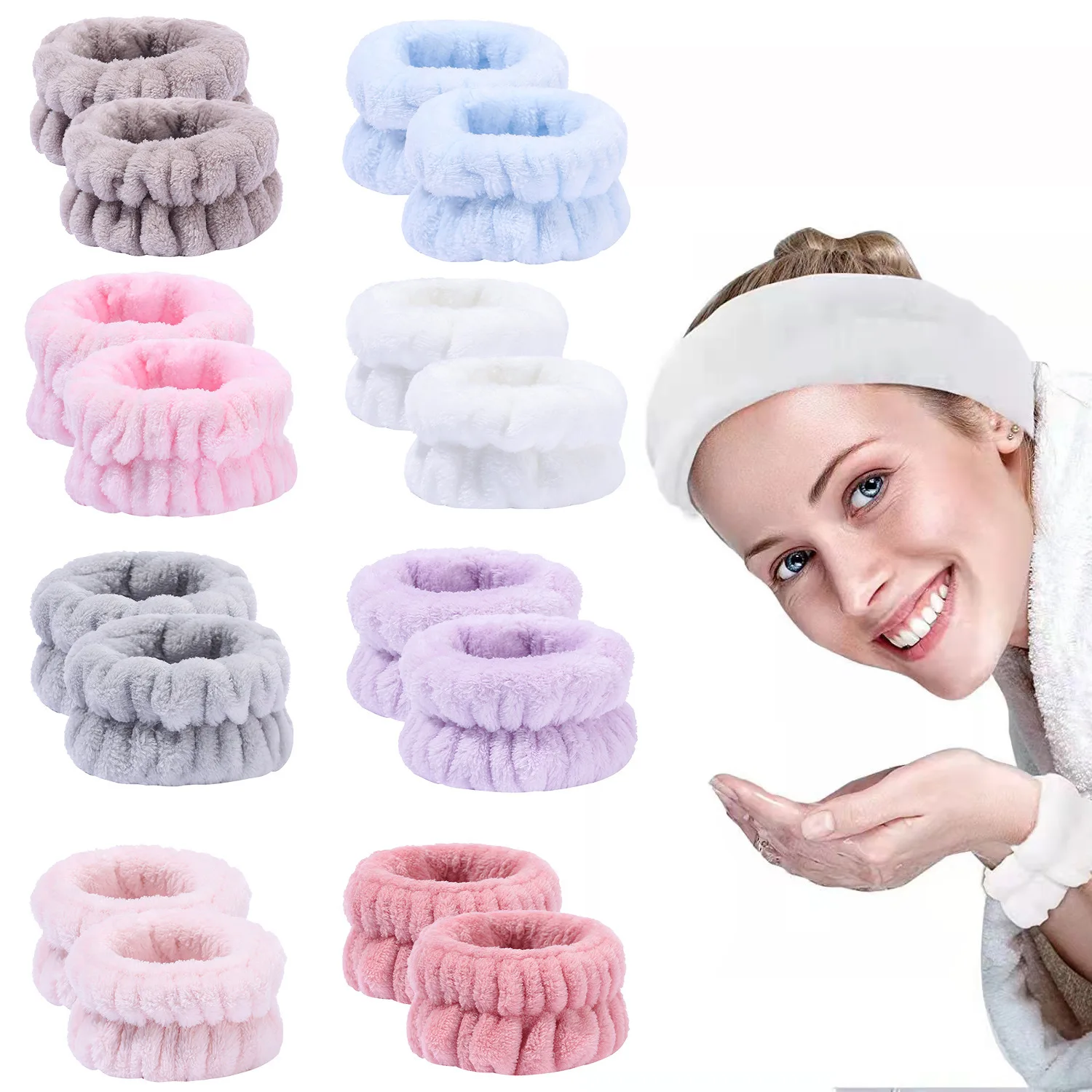 

4 Pairs Wrist Spa Washband Microfiber Wrist Wash Towel Band Wristbands for Washing Face Absorbent Wristbands Wrist Sweatband