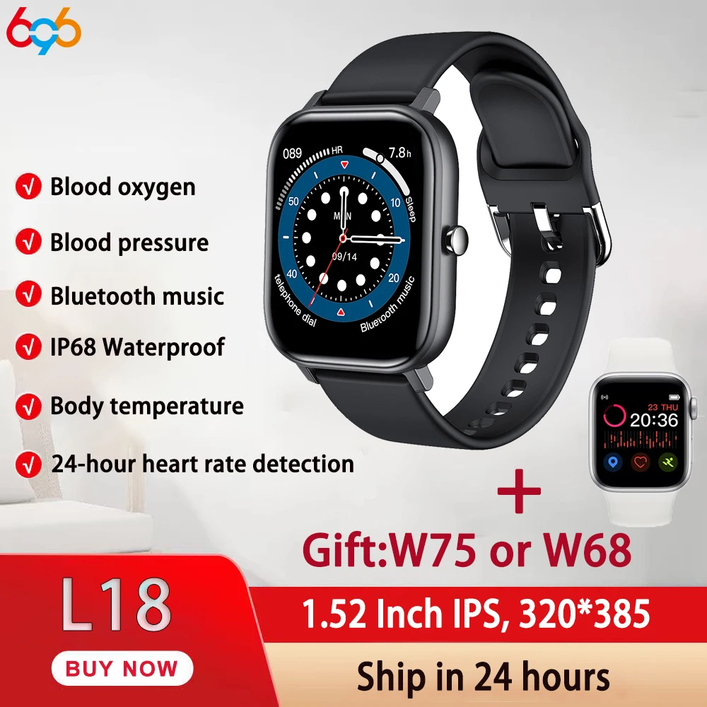 

L18 Smart Watch Men IP68 Waterproof ECG Heart Rate Body Temperature Monitor Sports Smartwatch For Android IOS Phone PK X8 GT2 I8