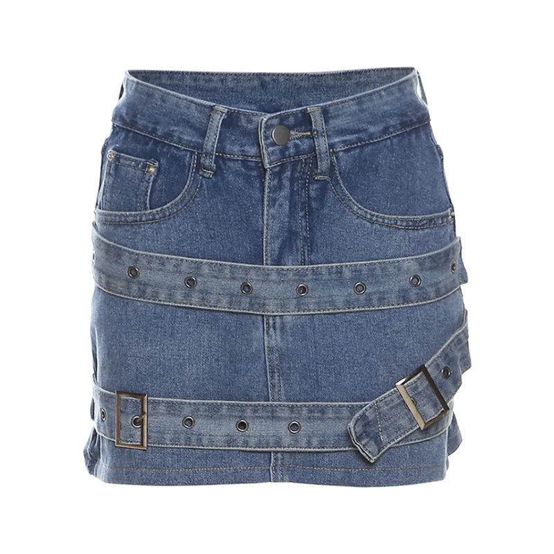 2023 Summer Women's New Fashion Washed Street Spice Girl Sexy Style Bag Buttocks Casual Solid Color Intimate Denim Skirt