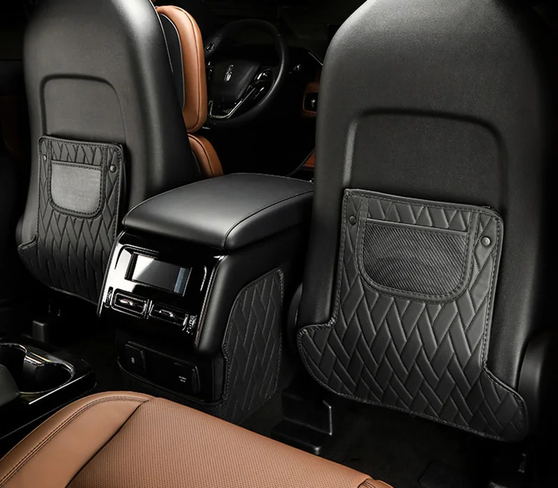 For Lincoln Aviator 2020 Accessories PU Leather Car Seat Anti-Kick Mat Rear Row Seats Cover Back Protection Mats Car Accessories