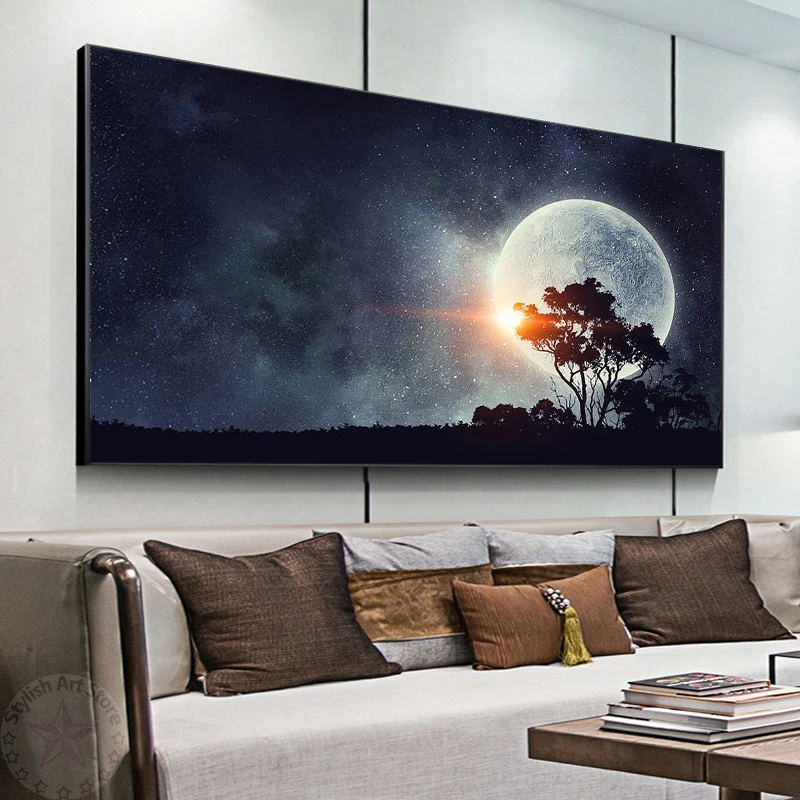 

5D DIY Diamond Painting Night Full Moon Landscape Diamond Embroidery Wall Painting Cross Stitch Living Room Bedroom Decorations