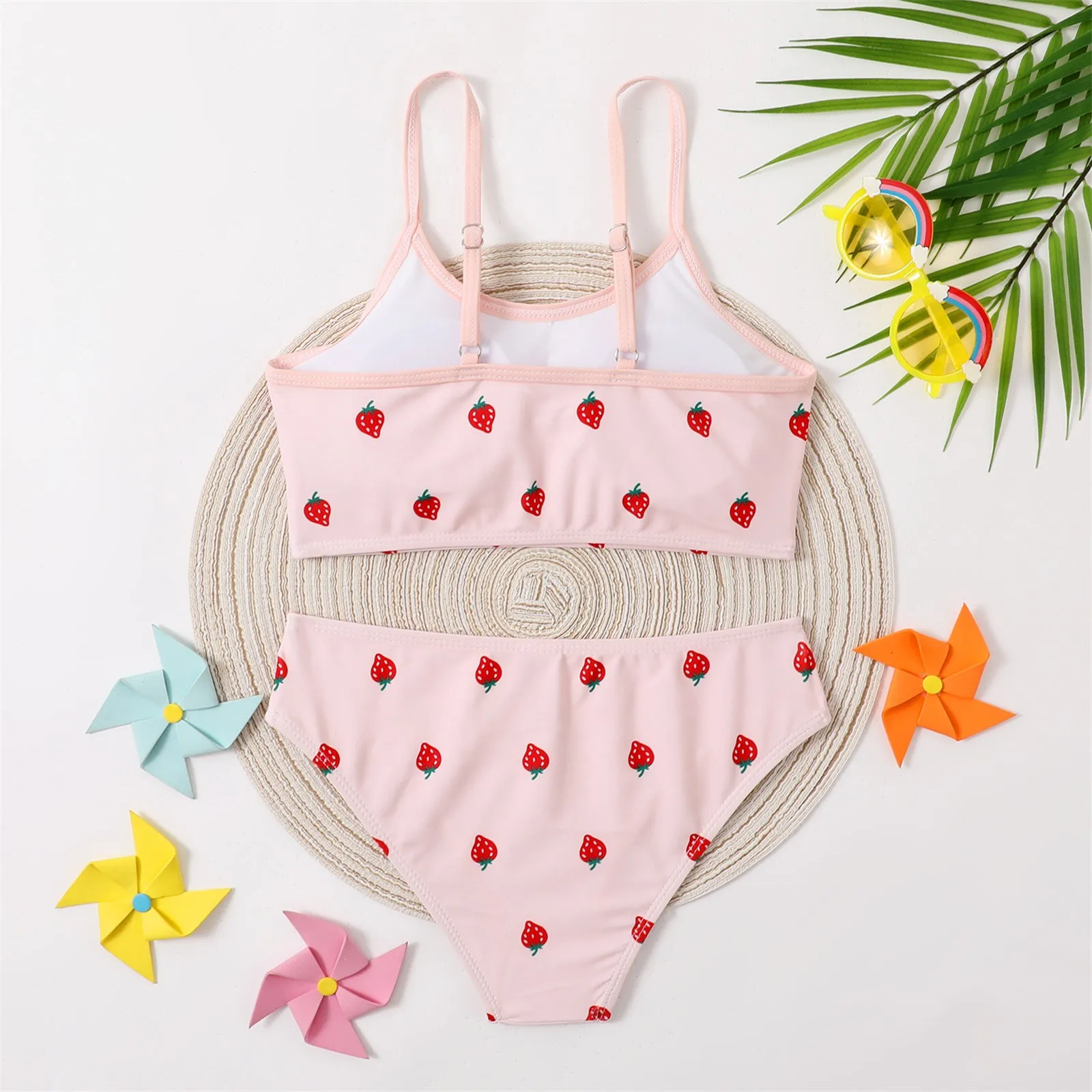 девочки в плавках 2 Летние купальные костюмы для девочек; Купальный костюм из 2 предметов; Детский купальник-бикини с принтом клубники; Купальный костюм для маленьких девочек от 6 до 12 лет | AliExpress