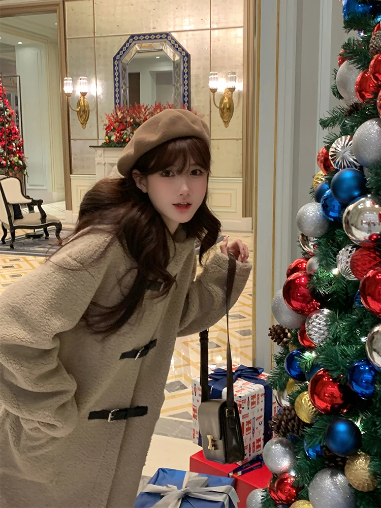 Bigking Daikin пальто с капюшоном из овечьей шерсти женское осенне-зимнее новое