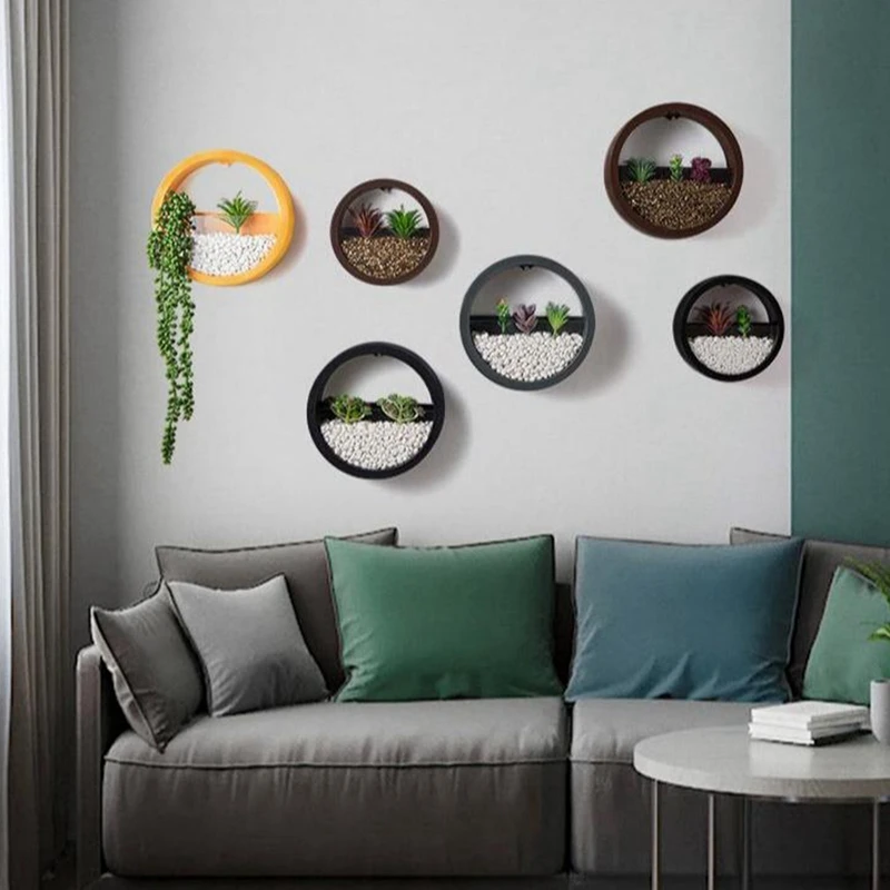 Акция! Круглая железная настенная ваза для дома гостиной бонсай ресторан